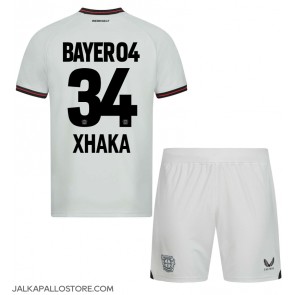 Bayer Leverkusen Granit Xhaka #34 Vieraspaita Lapsille 2023-24 Lyhythihainen (+ shortsit)